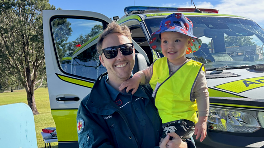 Paramedic and child
