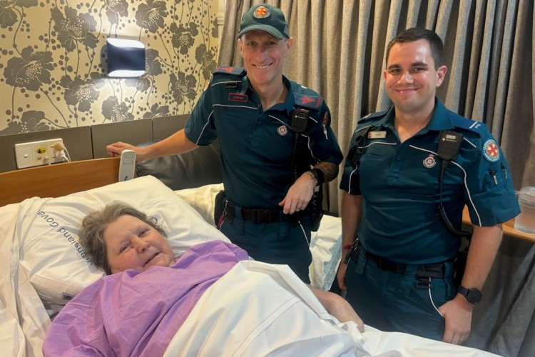 Two Patient Transport Officers, Adrian and Dan, with their last patient of the day.